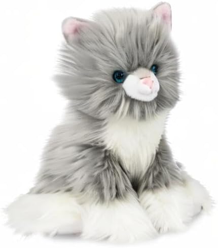 Cuddly Nest Camilla Kitten Plush, Premium Cat Stuffed Animal for Ages 1 and Up, Gray/White, 9”