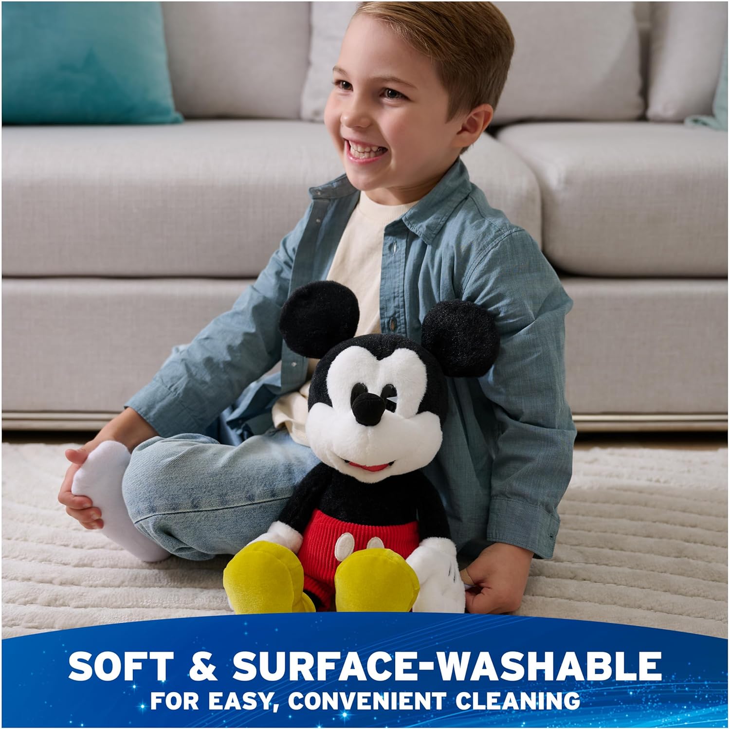 Cuddly Nest:  Disney Official Mickey Mouse Classic Plush, Mickey and Friends, Deluxe Collector Stuffed Animal for Ages 1 and Up, Black/White, 14”