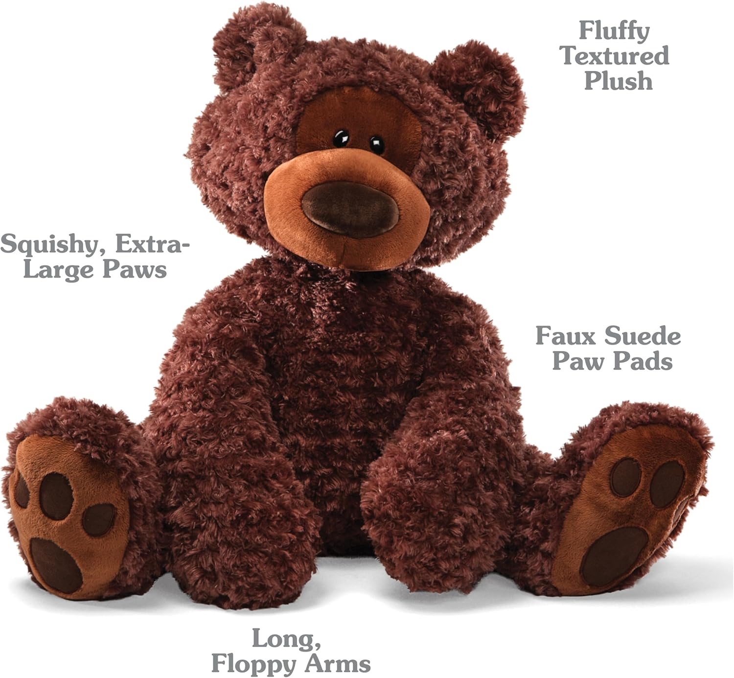 Cuddly Nest: Jumbo Philbin Teddy Bear, Large Teddy Bear, Stuffed Animal for Ages 1 and Up, Plush Toy, Chocolate Brown, 29"