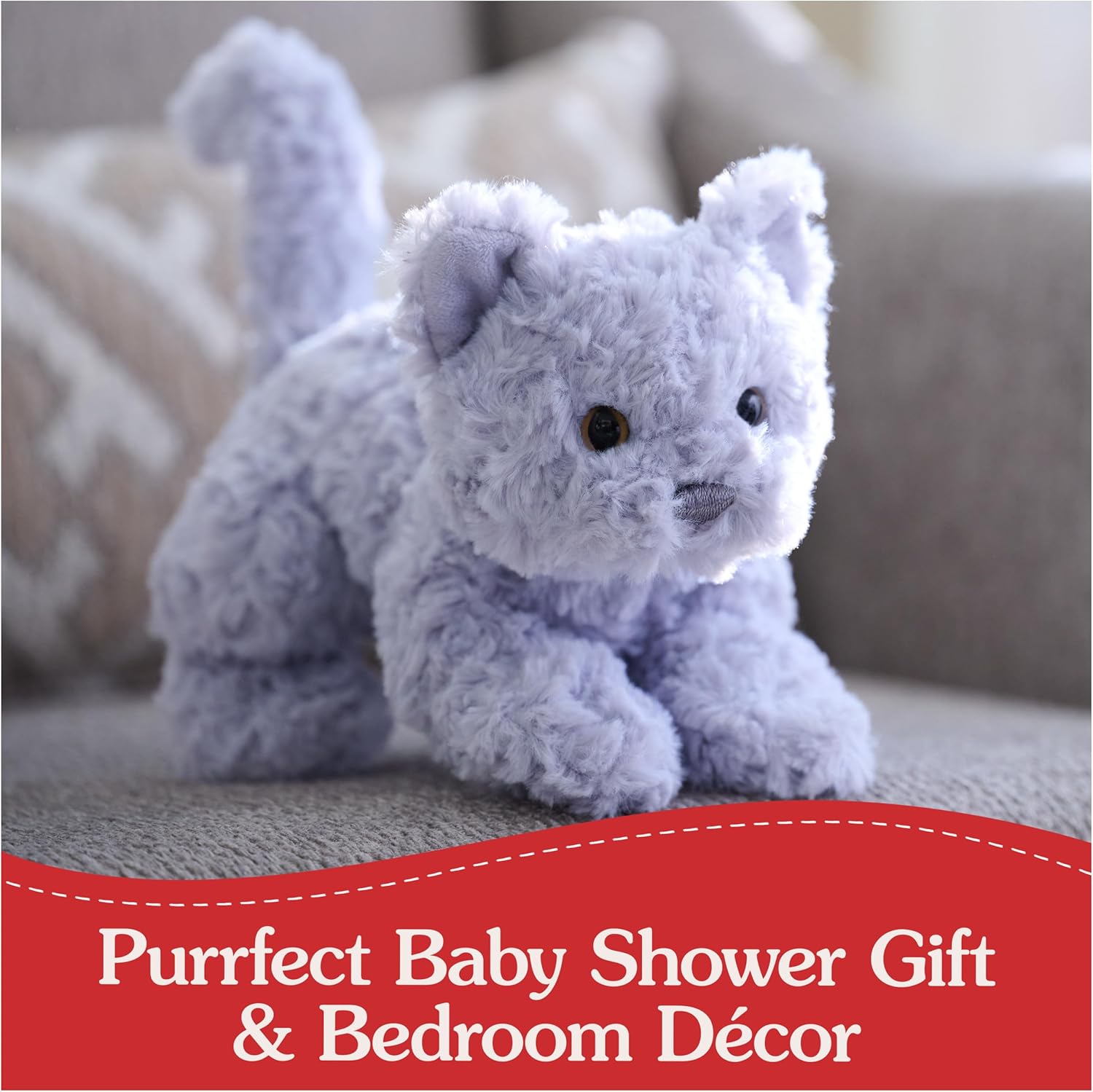 Cuddly Nest: Bootsie English Blue Kitten Plush Toy, Premium Cat Stuffed Animal for Ages 1 and Up, Gray, 9”