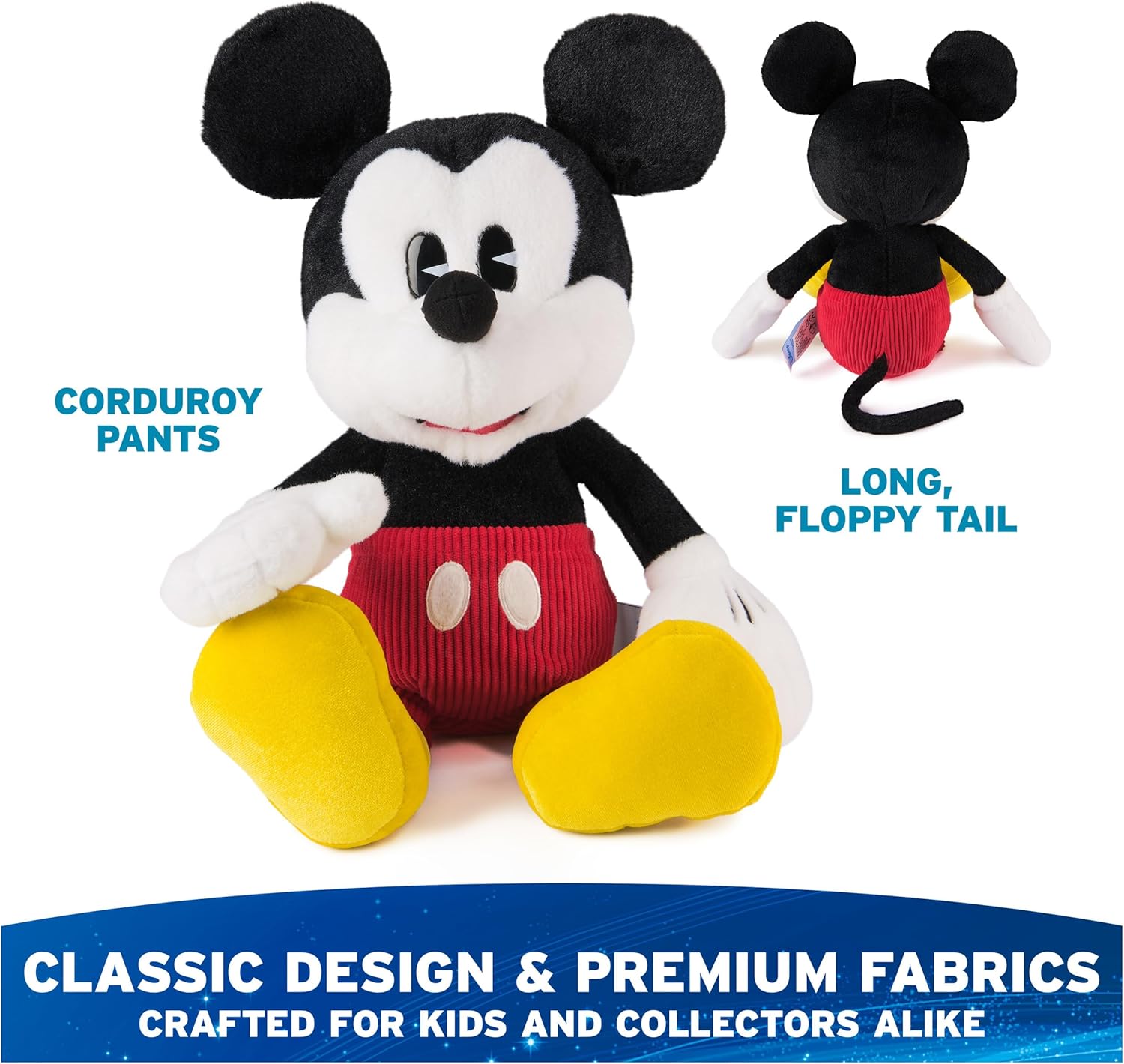 Cuddly Nest:  Disney Official Mickey Mouse Classic Plush, Mickey and Friends, Deluxe Collector Stuffed Animal for Ages 1 and Up, Black/White, 14”