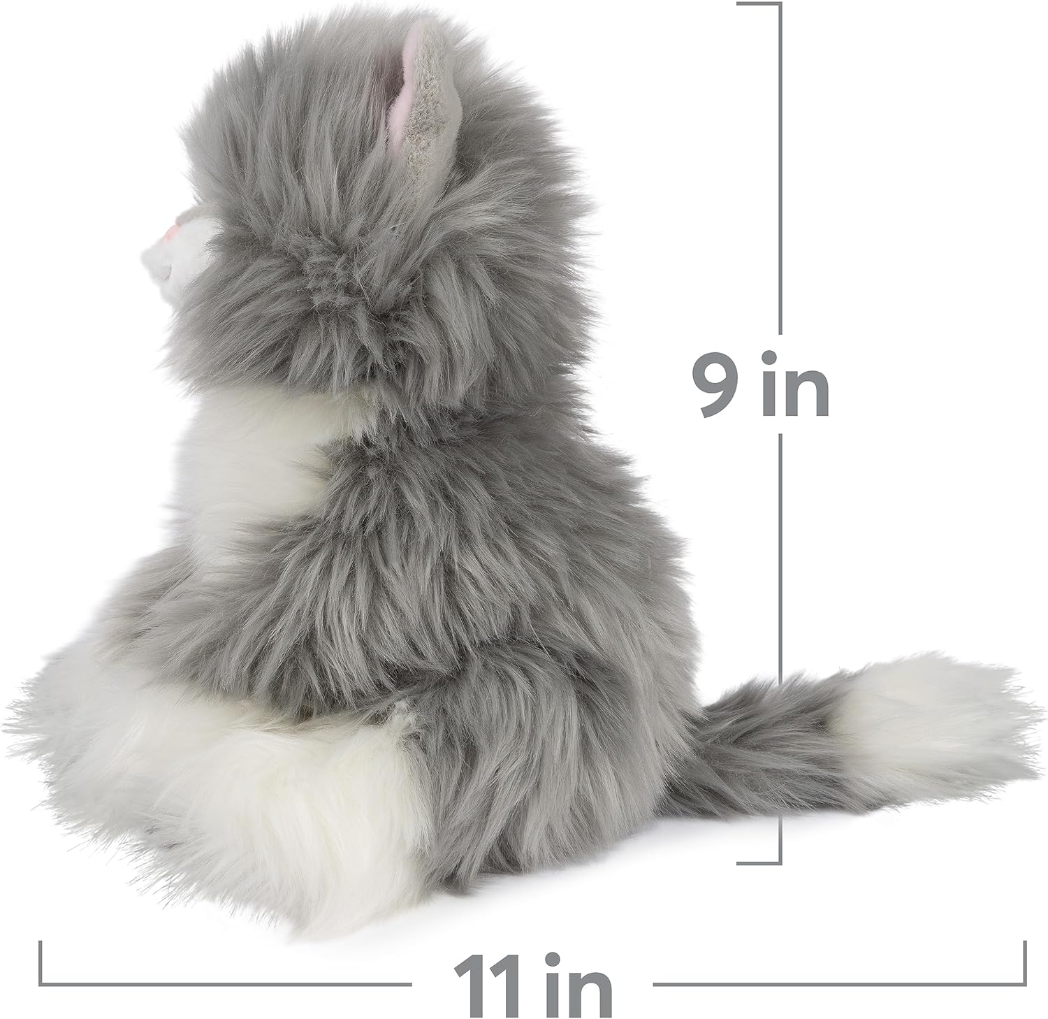 Cuddly Nest Camilla Kitten Plush, Premium Cat Stuffed Animal for Ages 1 and Up, Gray/White, 9”