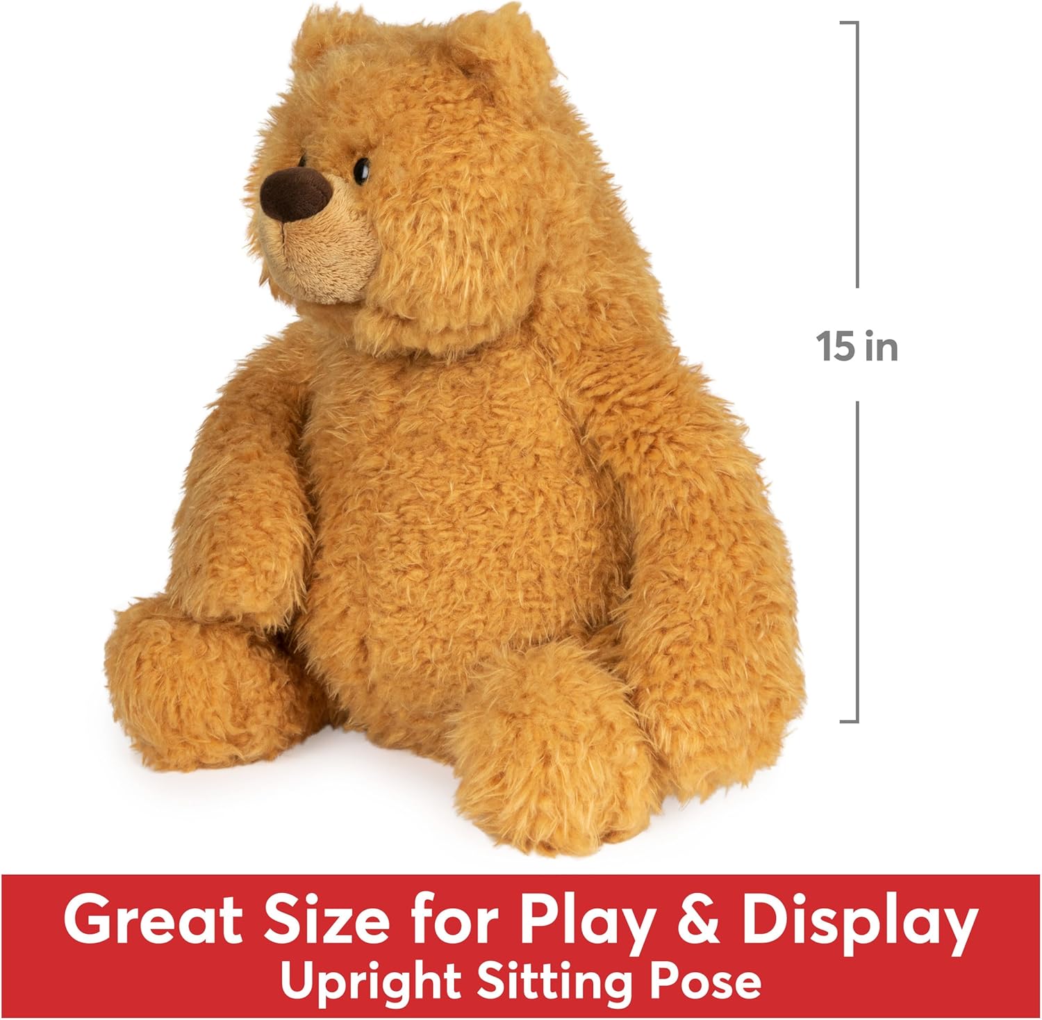 Cuddly Nest: Growler Teddy Bear Classic Large Brown Bear Plush Stuffed Animal Toy, 15”