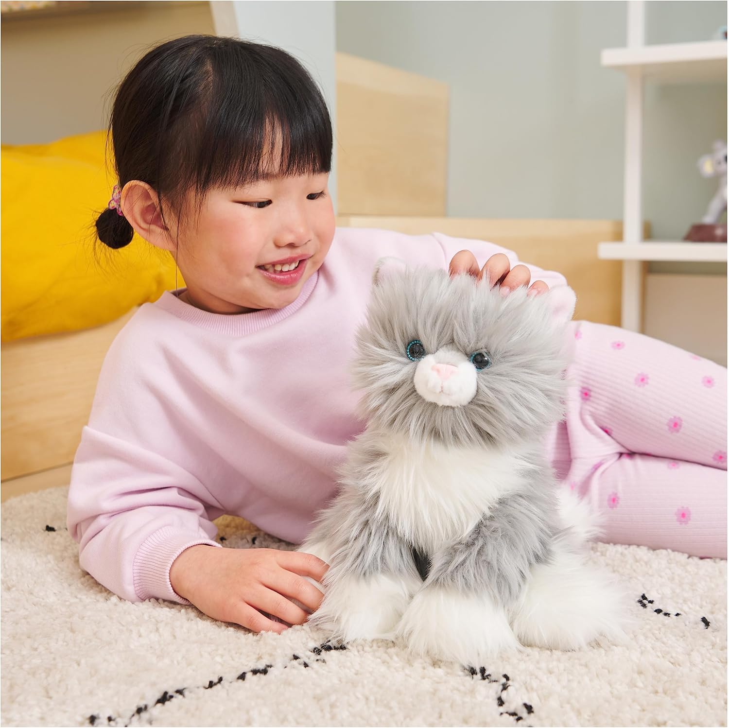 Cuddly Nest Camilla Kitten Plush, Premium Cat Stuffed Animal for Ages 1 and Up, Gray/White, 9”