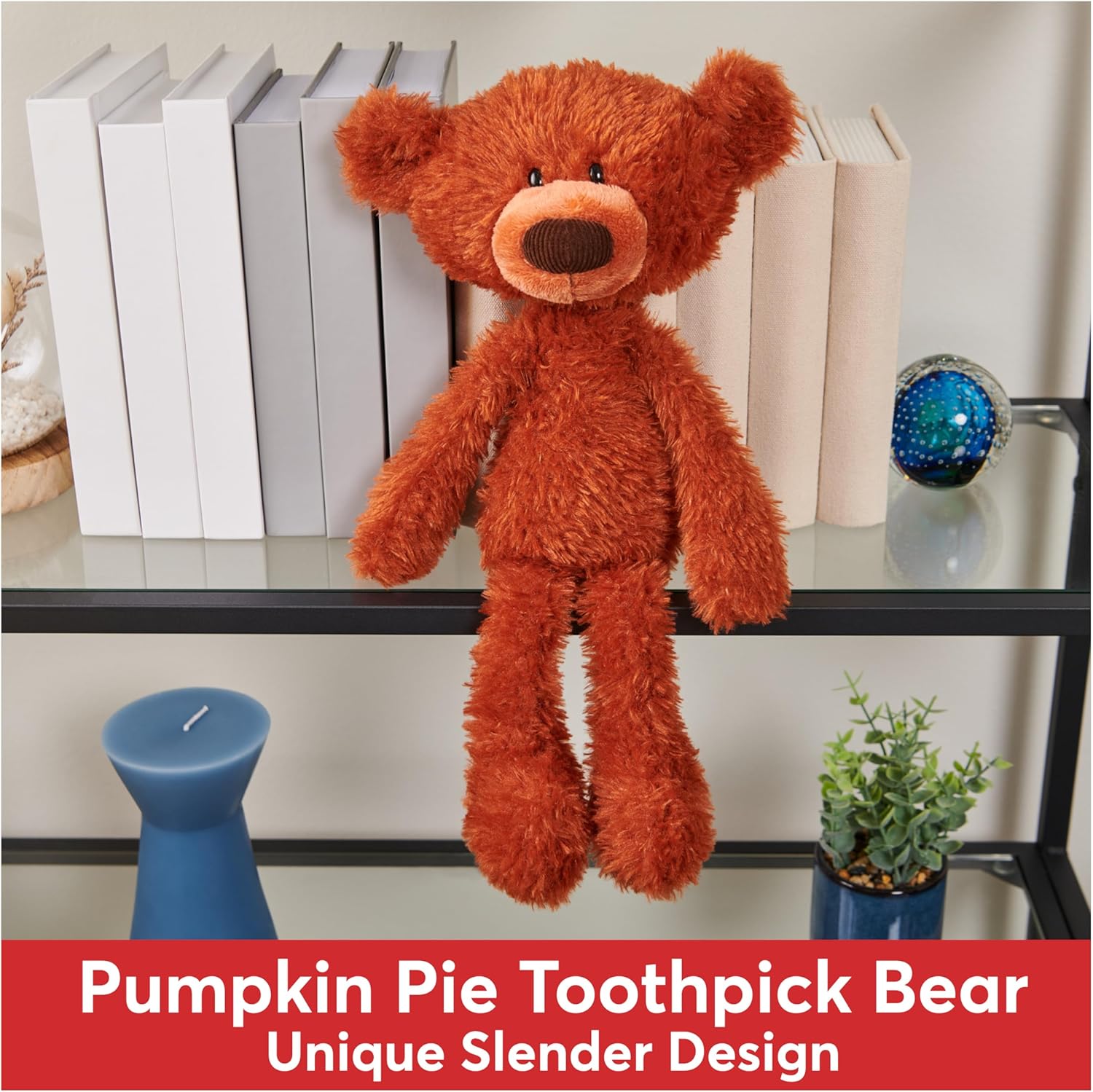 Cuddly Nest: Toothpick Pumpkin Pie, Teddy Bear Stuffed Animal for Ages 1 and Up, Pumpkin Orange, 15”