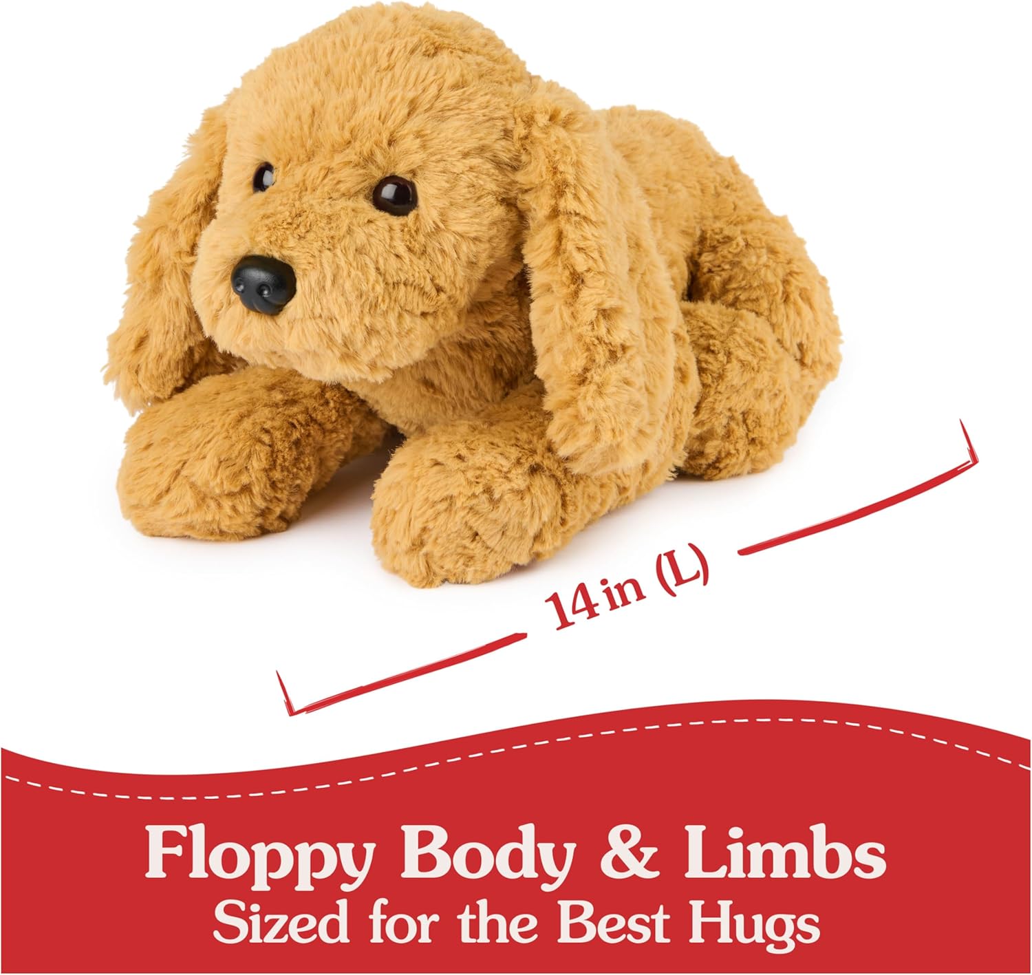 Cuddly Nest: Muttsy Dog Plush, Premium Plush Puppy Stuffed Animal for Ages 1 and Up, Brown, 14”