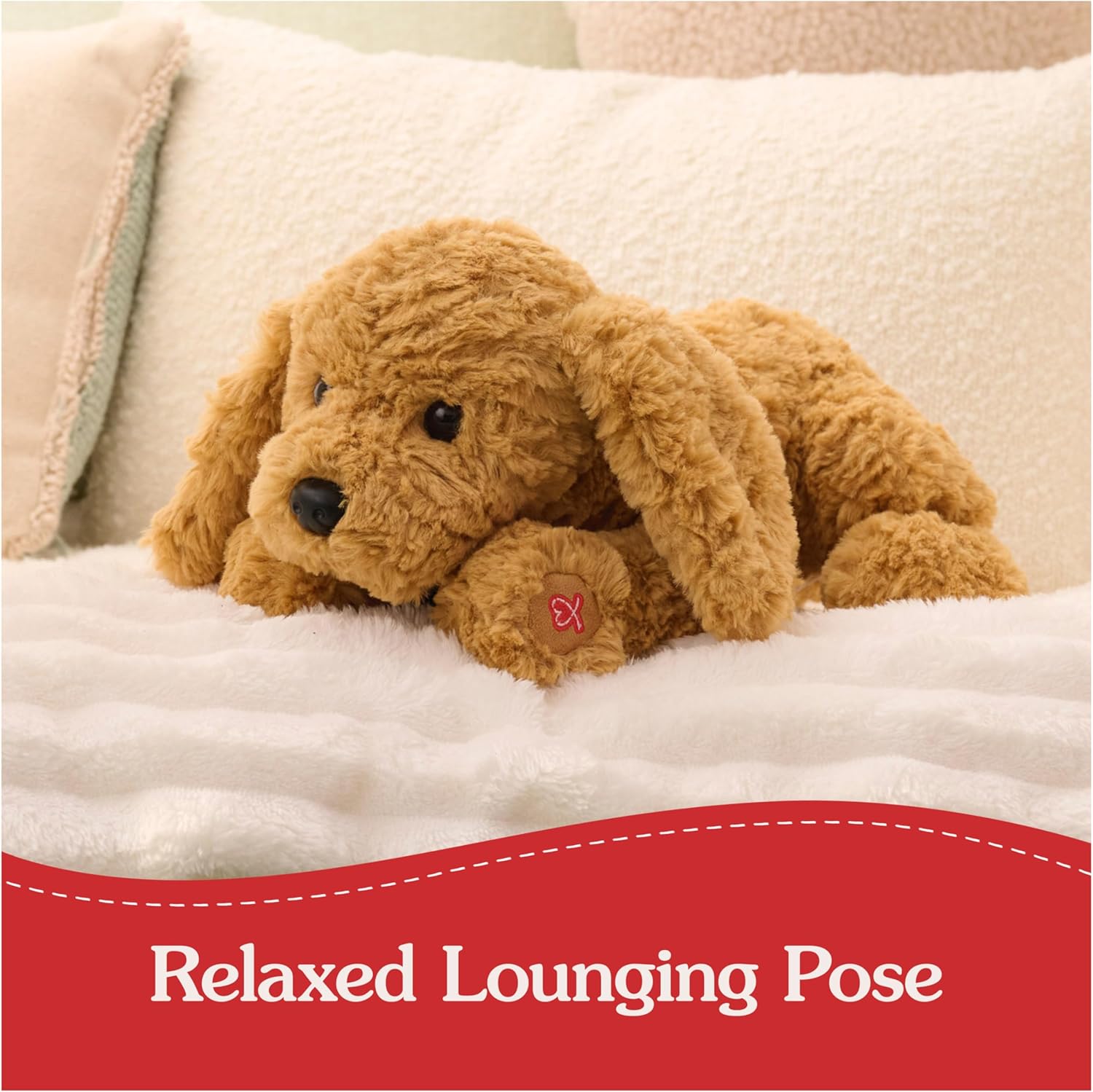 Cuddly Nest: Muttsy Dog Plush, Premium Plush Puppy Stuffed Animal for Ages 1 and Up, Brown, 14”