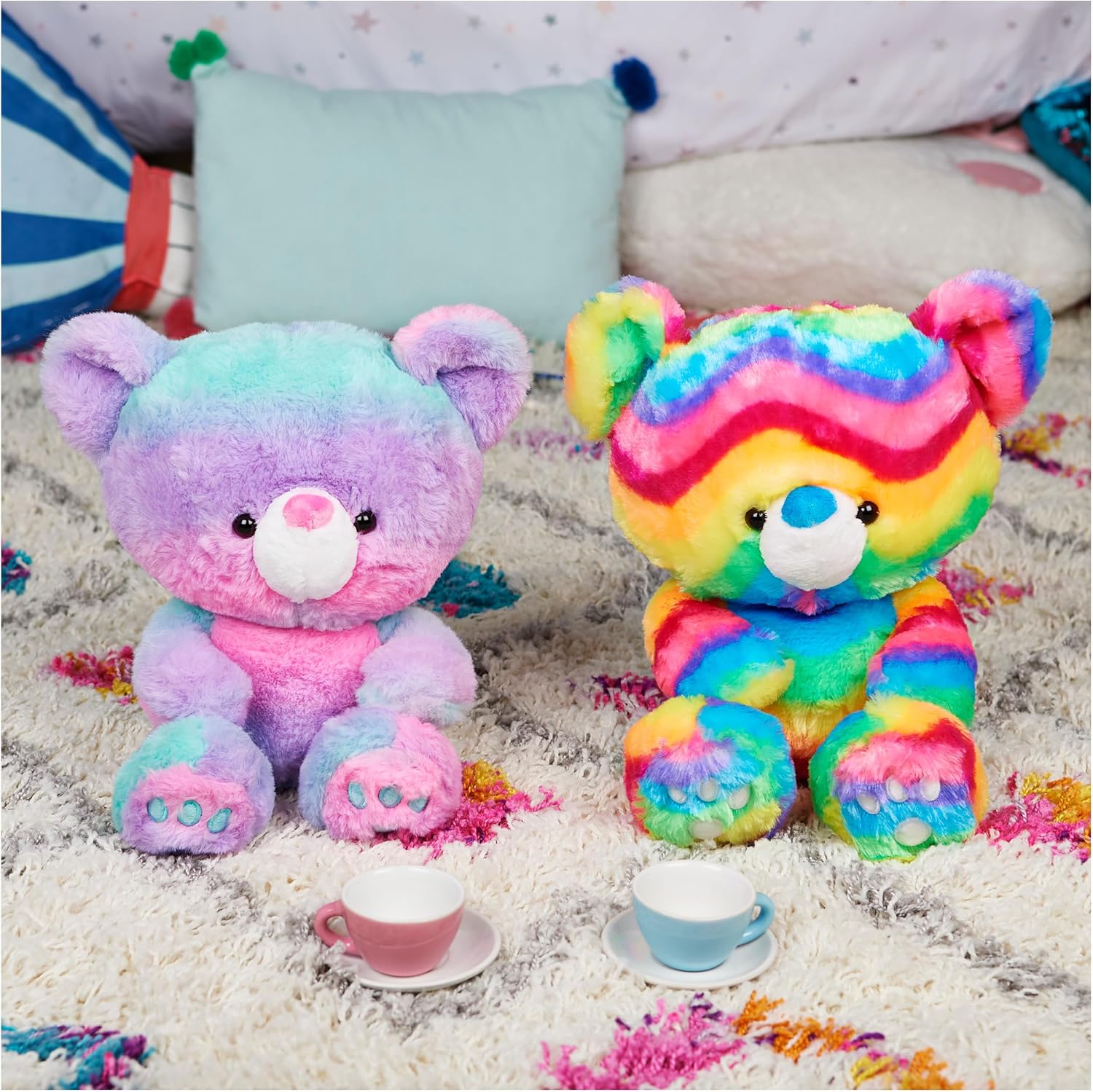 Cuddly Nest: Kai Teddy Bear, Premium Plush Toy Stuffed Animal for Ages 1 & Up, Rainbow, 12"